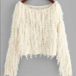 Fringe Cream Sweater